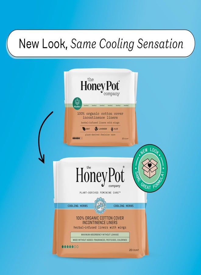 The Honey Pot Company - Herbal Panty Liners for Women - Organic Incontinence w/Wings - Infused w/Essential Oils for Cooling Effect - Postpartum Essentials - Feminine Care - 20ct - Image 2